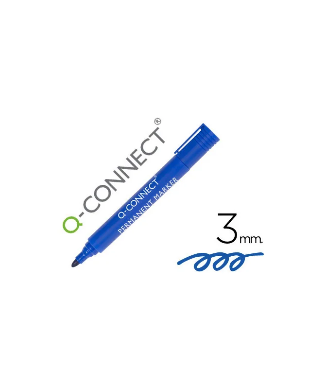 Marcador Q-Connect Permanente Azul Ponta Redonda 3mm