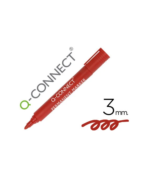 Marcador Q-Connect Permanente Vermelho Ponta Redonda 3mm