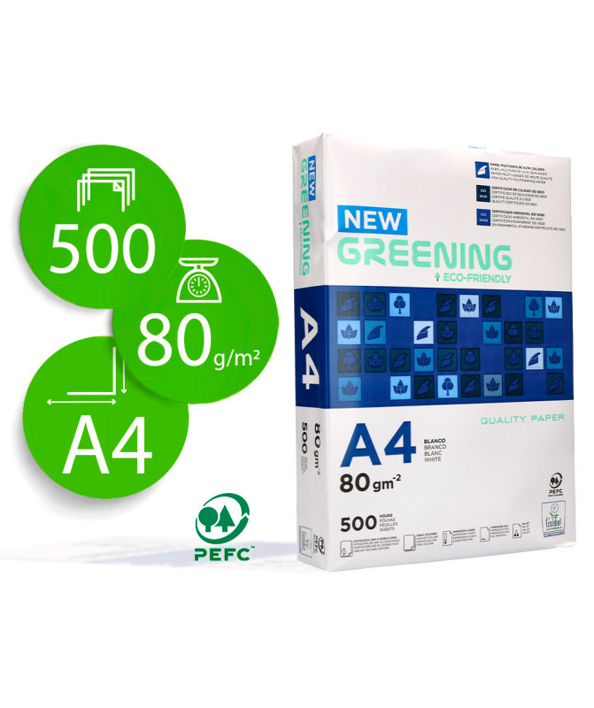 Resma De Papel Fotocopia A4 Greening 80gr 3302