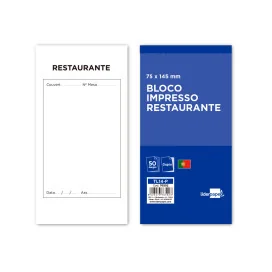 Bloco c/50 Folhas Restaurante 145x75mm Autocopiativo