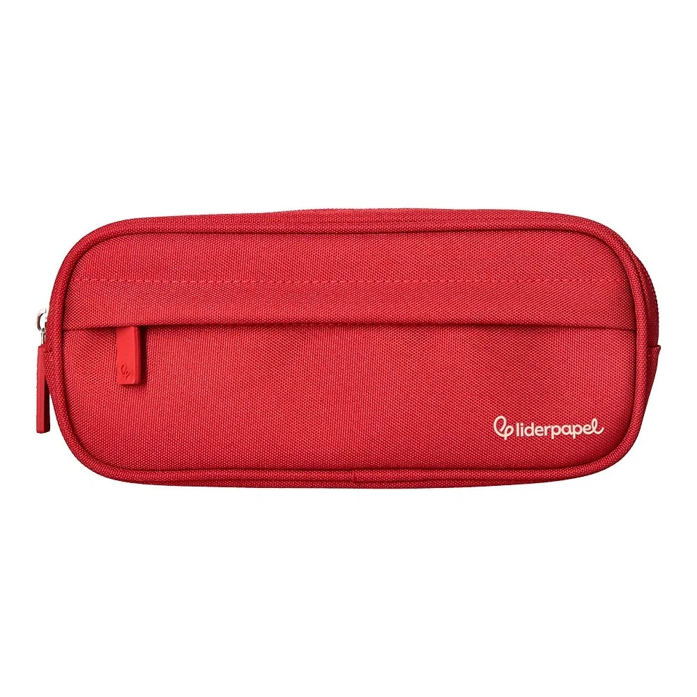 Estojo Escolar Liderpapel Classic Oval 2 Fechos C/ Bolso Frontal 210x90mm Vermelho