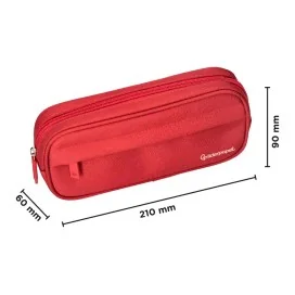 Estojo Escolar Liderpapel Classic Oval 2 Fechos C/ Bolso Frontal 210x90mm Vermelho