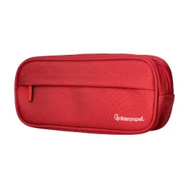 Estojo Escolar Liderpapel Classic Oval 2 Fechos C/ Bolso Frontal 210x90mm Vermelho