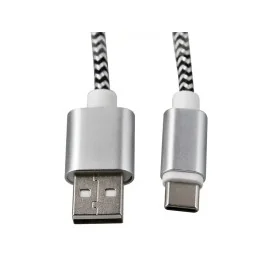 Cabo USB-A a USB-C Q-Connect Nylon 1M Branco