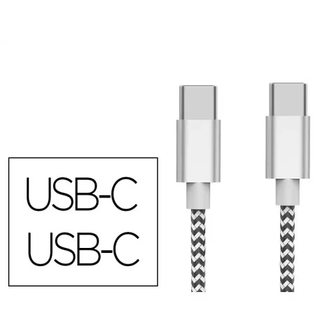 Cabo USB-C a USB-C Q-Connect Nylon 1M Branco