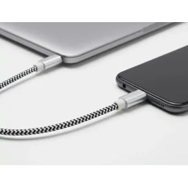 Cabo USB-C a USB-C Q-Connect Nylon 1M Branco