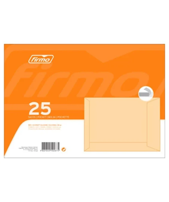 Maço com 25 Sacos Envelope C4 229x324mm Silicone Kraft