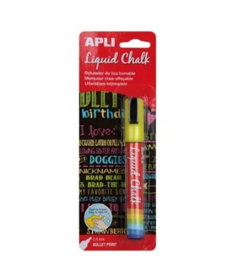 Marcador de Giz Liquido Apli Ponta Redonda 5.5mm 13956 Amarelo