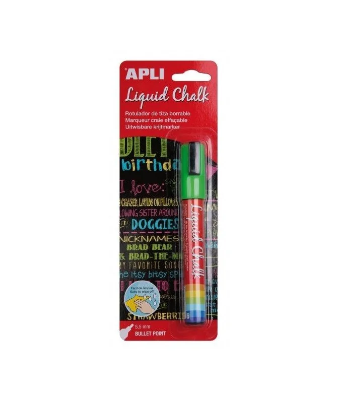 Marcador de Giz Liquido Apli Ponta Redonda 5.5mm 13958 Verde