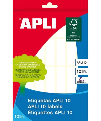 Pack 10Fls. Etiquetas Adesivas Brancas APLI 1637 13x40mm