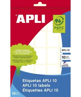 Pack 10Fls. Etiquetas Adesivas Brancas APLI 1640 19x27mm