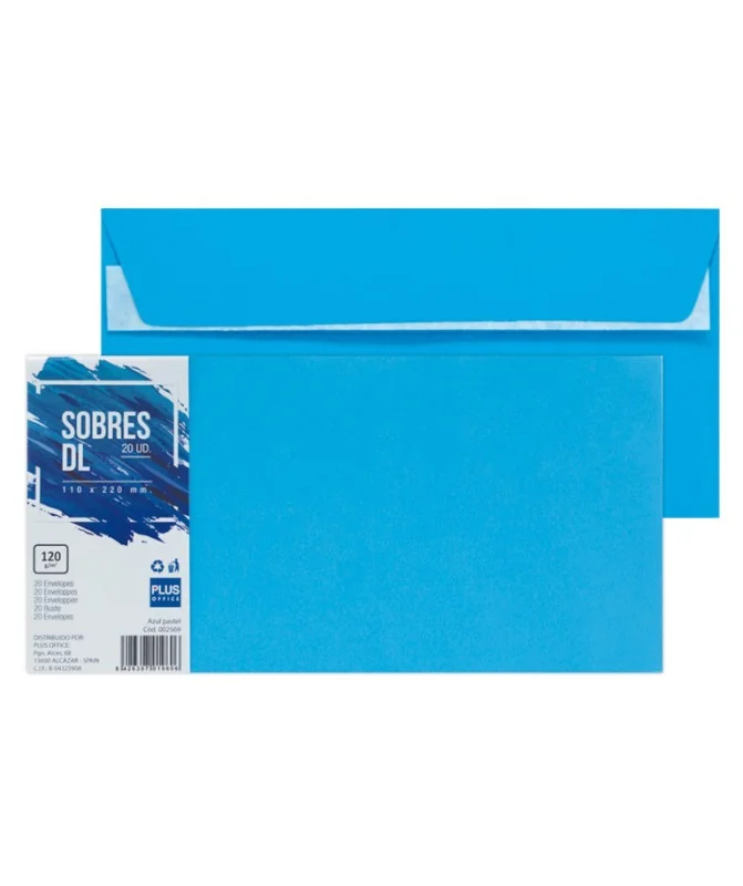 Pack 20 Envelopes DL 110x220 002569 Azul Claro