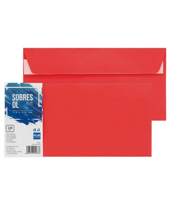 Pack 20 Envelopes DL 110x220 002572 Vermelho