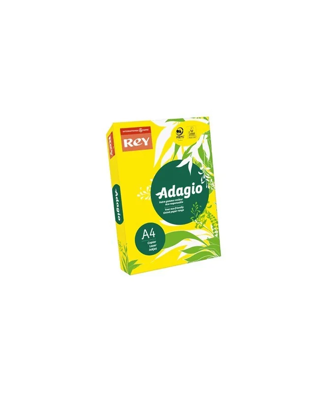 Resma 500 Folhas Papel Fotocópia Adagio A4 80g Fluor 15 Amarelo