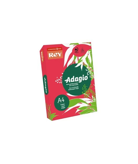 Resma 500 Folhas Papel Fotocópia Adagio A4 80g Intenso 22 Vermelho