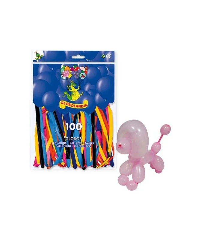 Saco c/100 Balões Lisos Figuras 34P Cores Sortidas