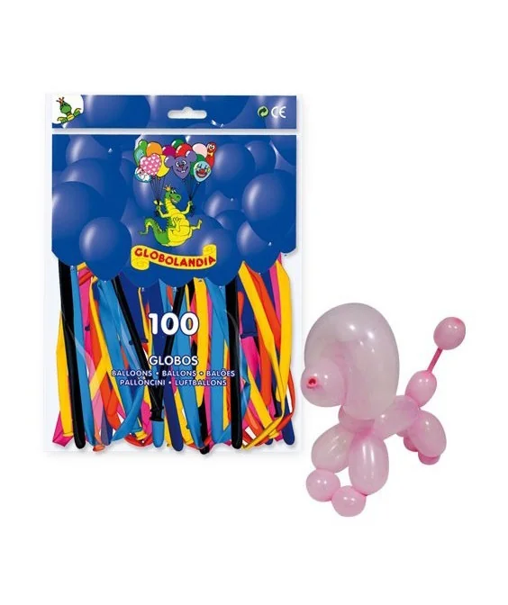 Saco c/100 Balões Lisos Figuras 34P Cores Sortidas