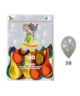 Saco c/100 Balões Lisos Metalizados 11GMT 38 Prata