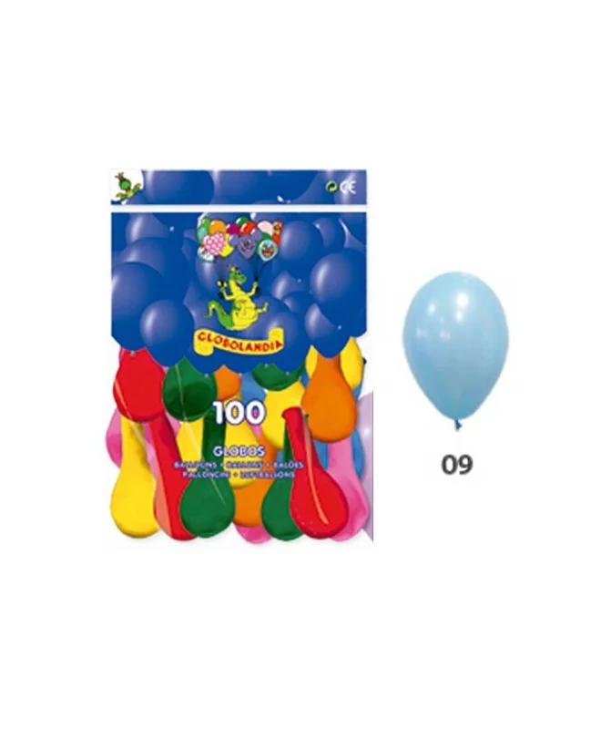 Saco c/100 Balões Lisos Opacos 10P 09 Azul Claro