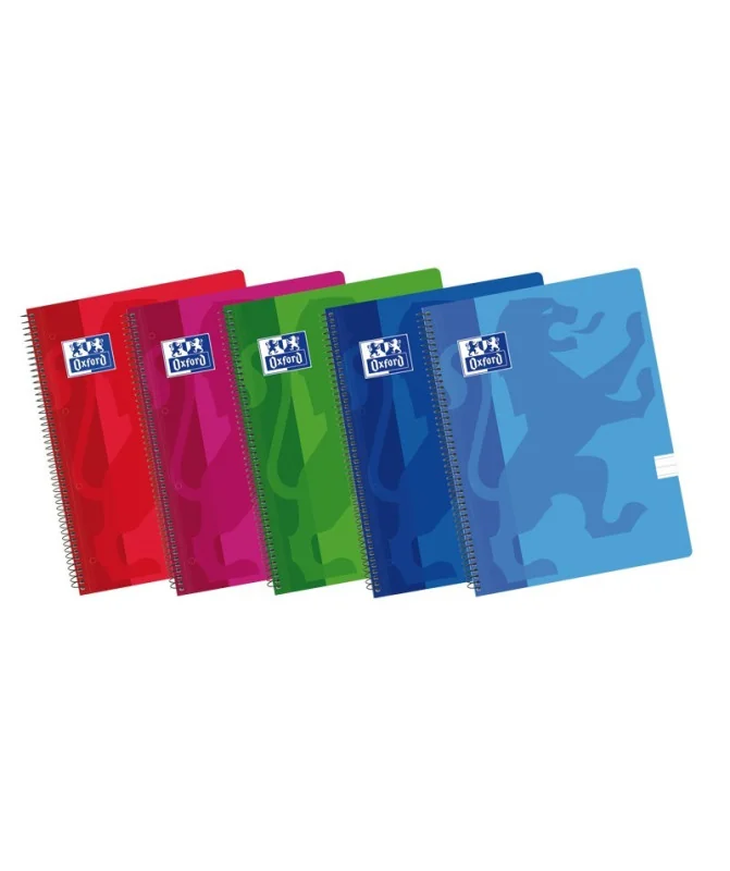 Caderno Espiral Capa Plástica Oxford W&E A4 100 Fls. Pautado Cores Sortidas