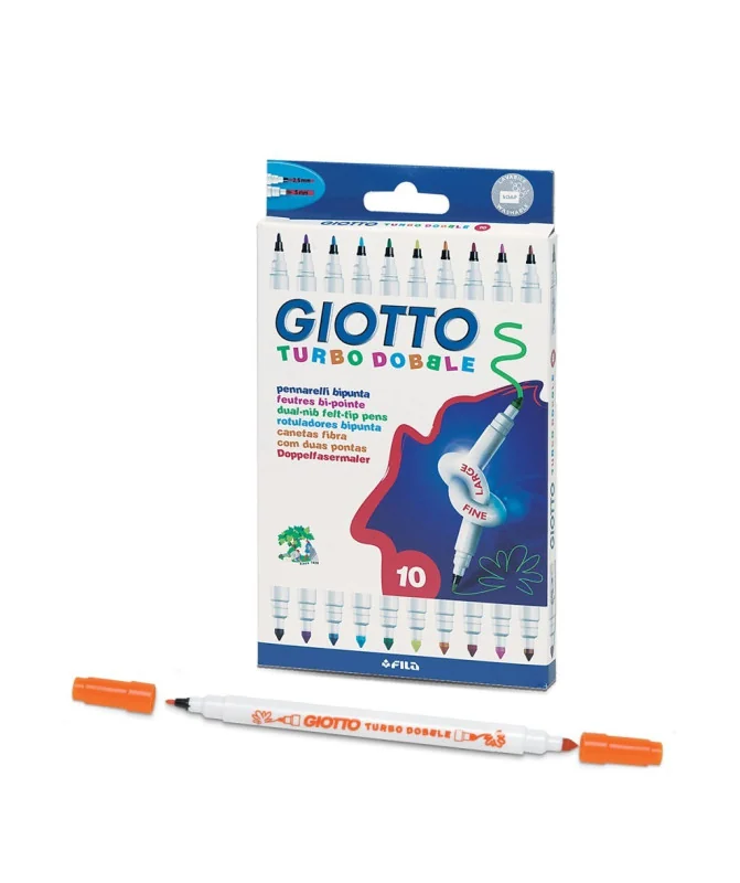 Caixa 10 Marcadores Feltro Giotto Turbo Dobble 424600