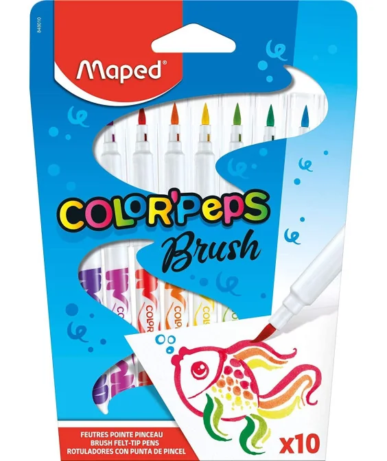 Caixa 10 Marcadores Feltro Maped Color Peps Brush 848010