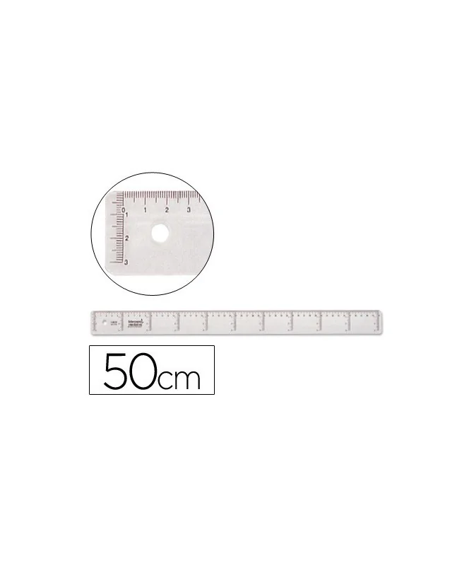 Régua Plástica Cristal Transparente Liderpapel 50Cm