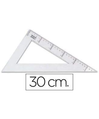 Esquadro Triangular Liderpapel Plástico Cristal 30cm 60º