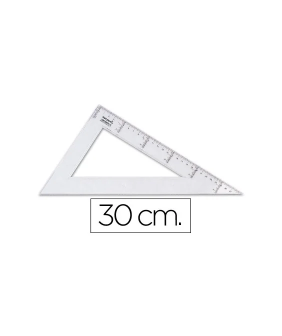 Esquadro Triangular Liderpapel Plástico Cristal 30cm 60º