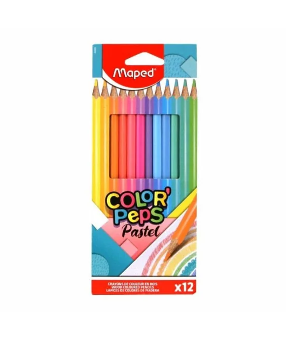 Caixa 12 Lápis de Cor Maped Color Peps Pastel 832069