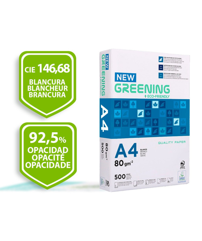 Resma De Papel Fotocopia A4 Greening 80gr 3371