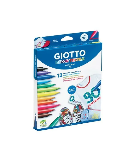 Caixa 12 Marcadores Feltro Giotto Decor Têxtil 494900