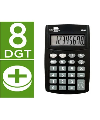 Calculadora de Bolso Liderpapel XF01 8 Dígitos Preta 99x64x9mm