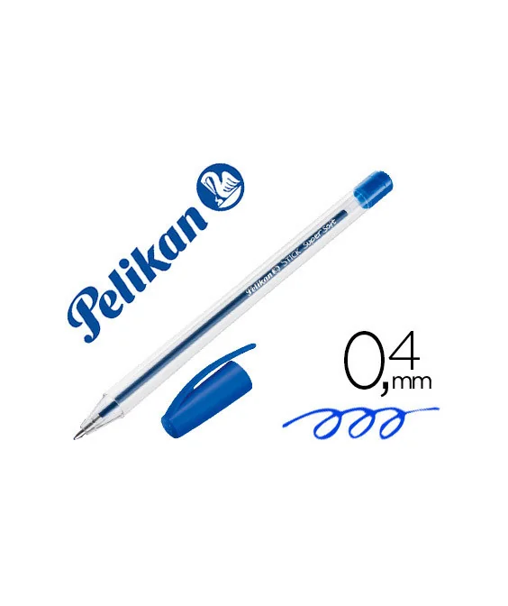 Caneta Esferográfica Pelikan Stick Super Soft Azul C/Tampa