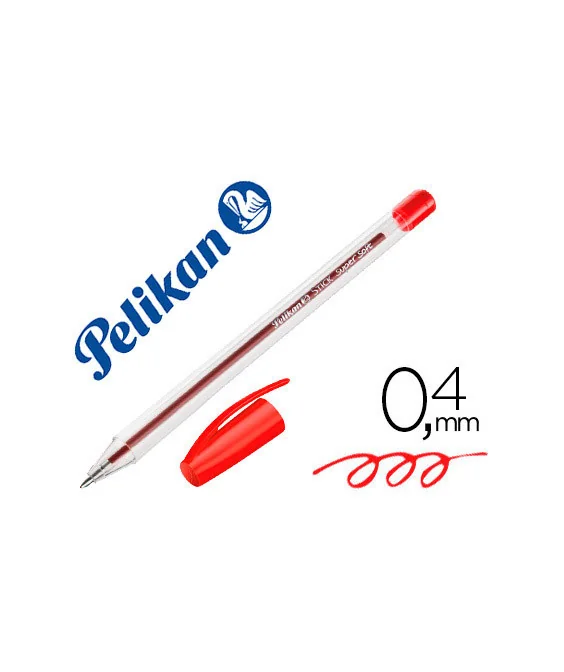 Caneta Esferográfica Pelikan Stick Super Soft Vermelha C/Tampa