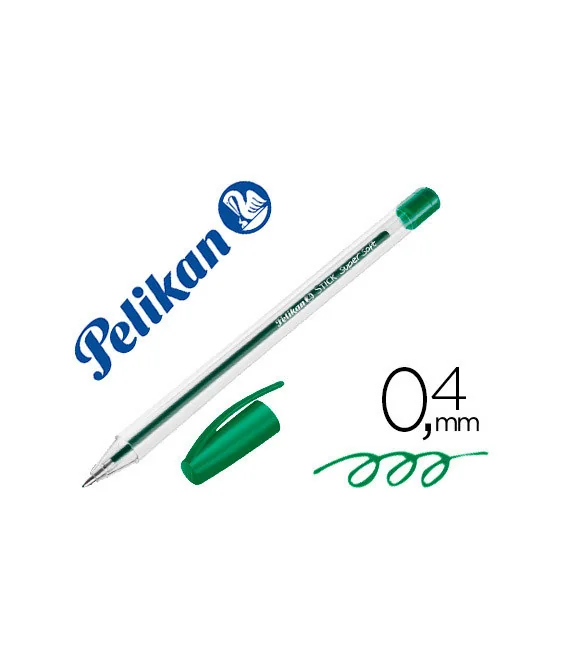 Caneta Esferográfica Pelikan Stick Super Soft Verde C/Tampa
