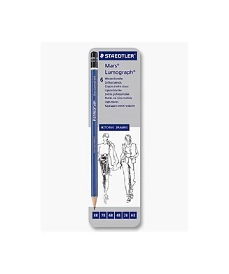 Caixa Metal 6 Lápis para Desenho Staedtler Lumograph 100G6